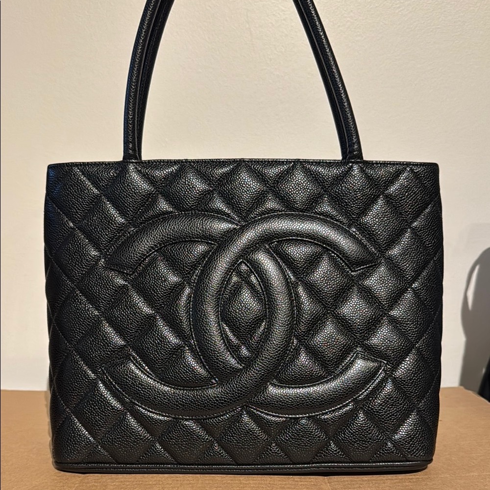 Chanel Black Quilted Tote Bag with Iconic CC Logo